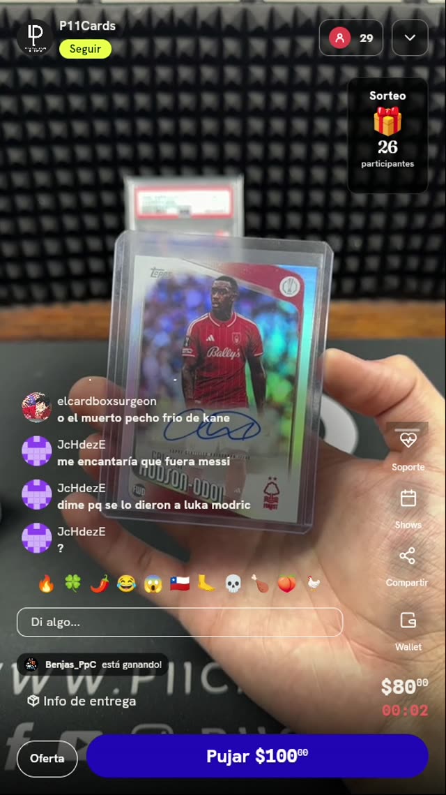 Carta Topps Autografiada Callum Hudson-Odoi