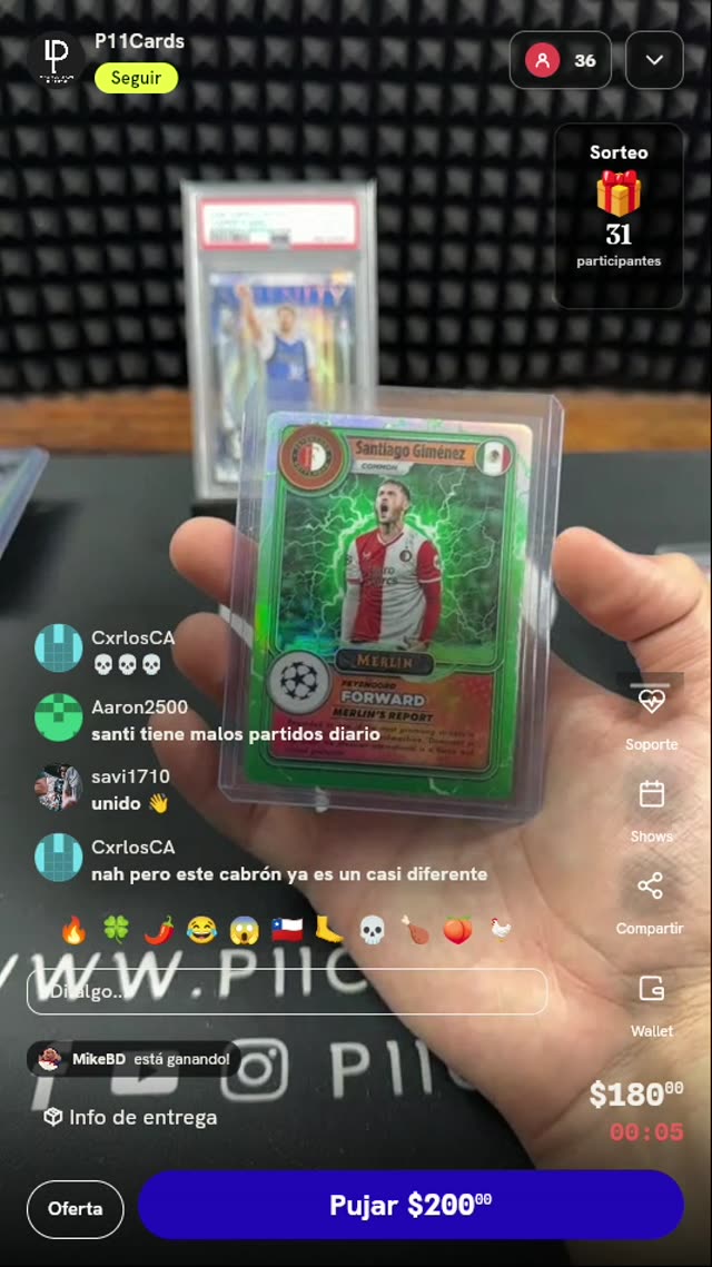 Carta Santiago Giménez Topps Merlin