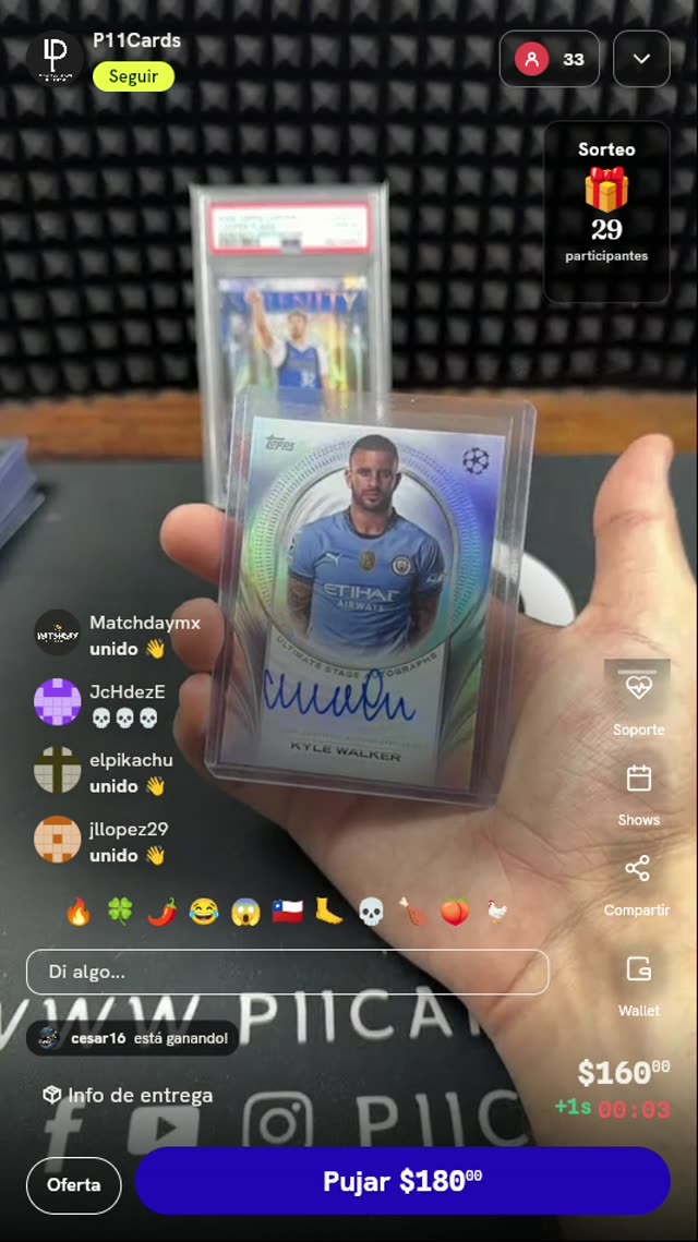 Carta Topps Autografiada Kyle Walker