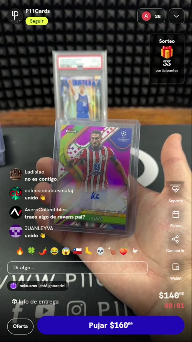 Carta Koke Autografiada Topps Finest /75