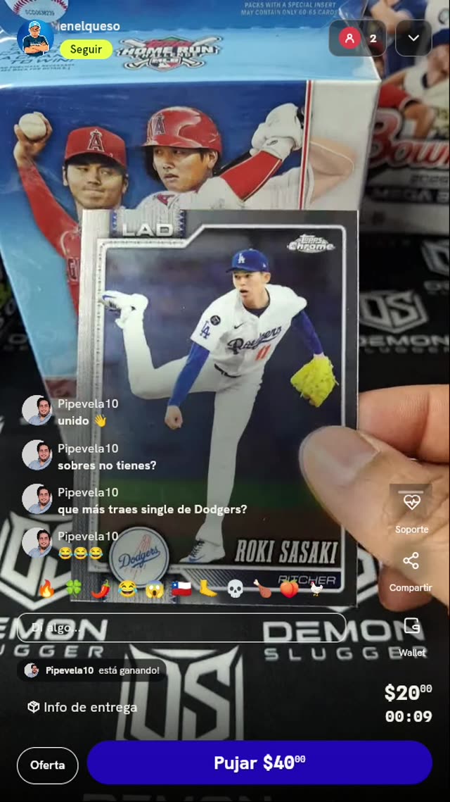 Carta Topps Chrome Roki Sasaki Dodgers