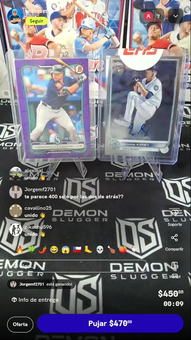 Cartas MLB George Kirby y Cal Raleigh