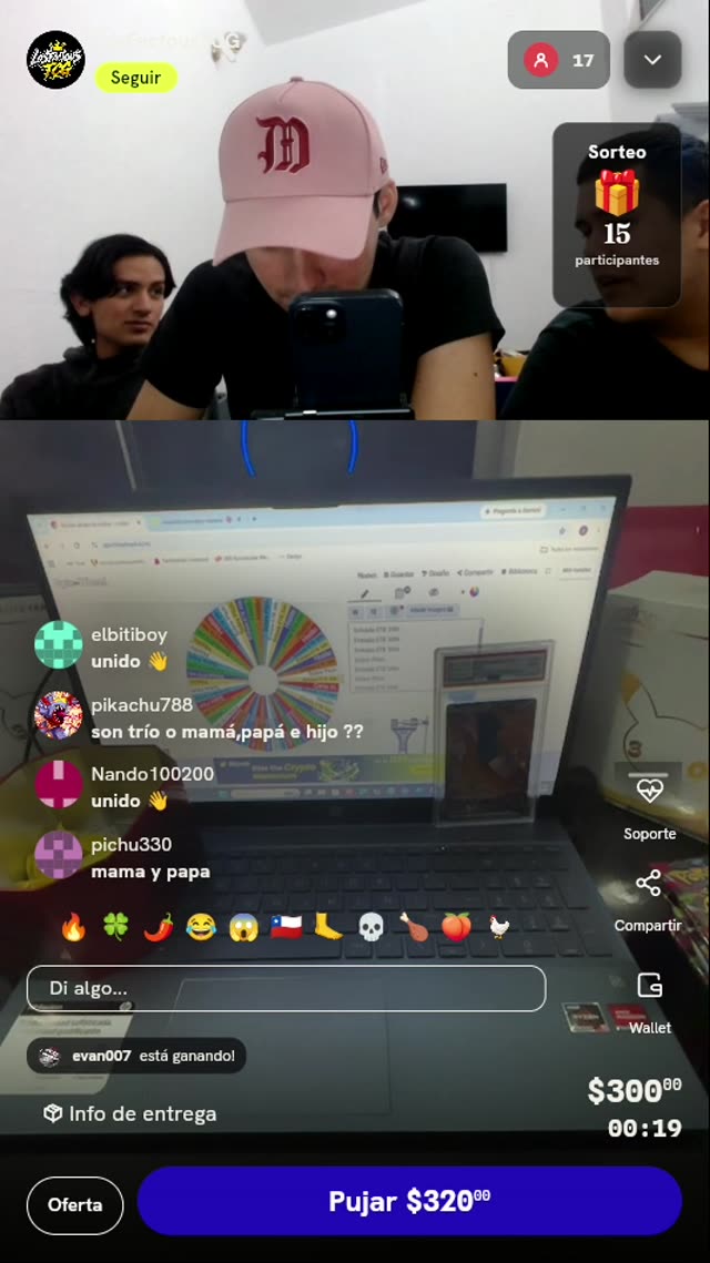 Entrada a ruleta de cartas Pokémon