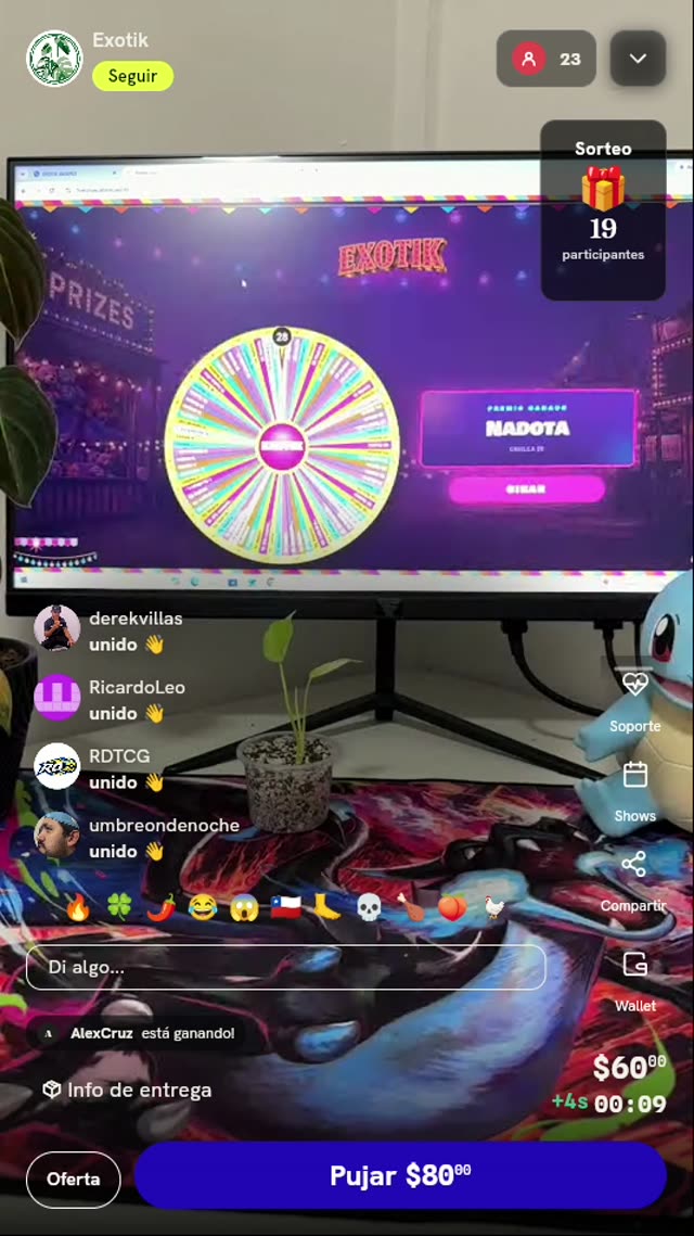 Cinco giros en ruleta digital