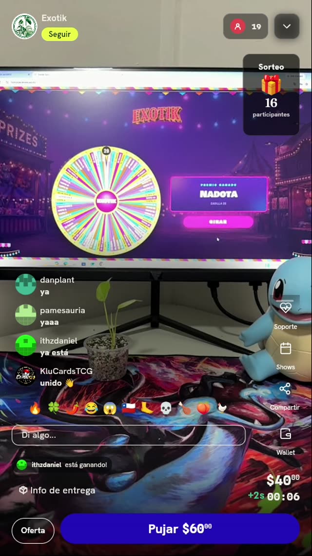 5 giros en ruleta de premios