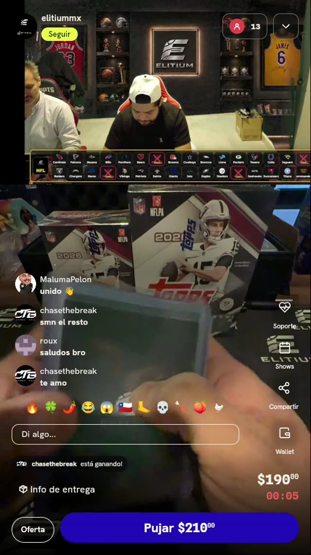 Lote de tarjetas de la NFL