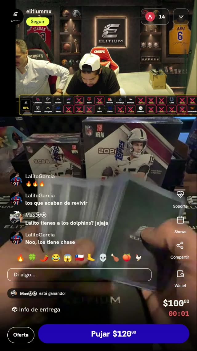 Lugar para Break de Cartas NFL