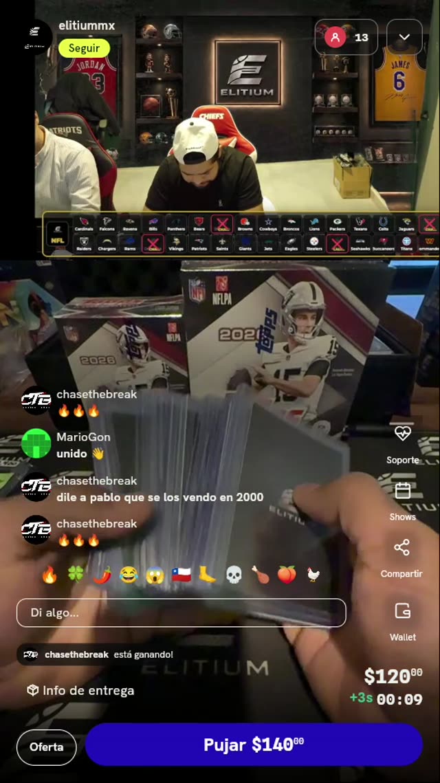 Lote de cartas NFL coleccionables