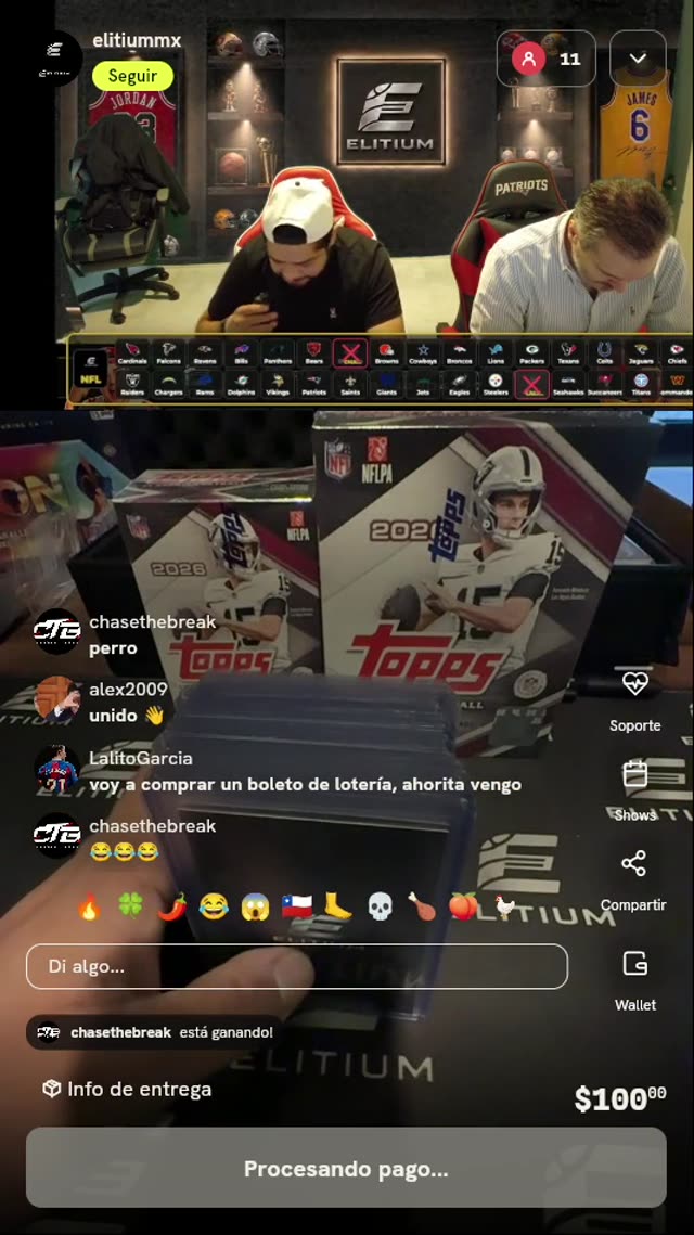 Spot para break de tarjetas NFL