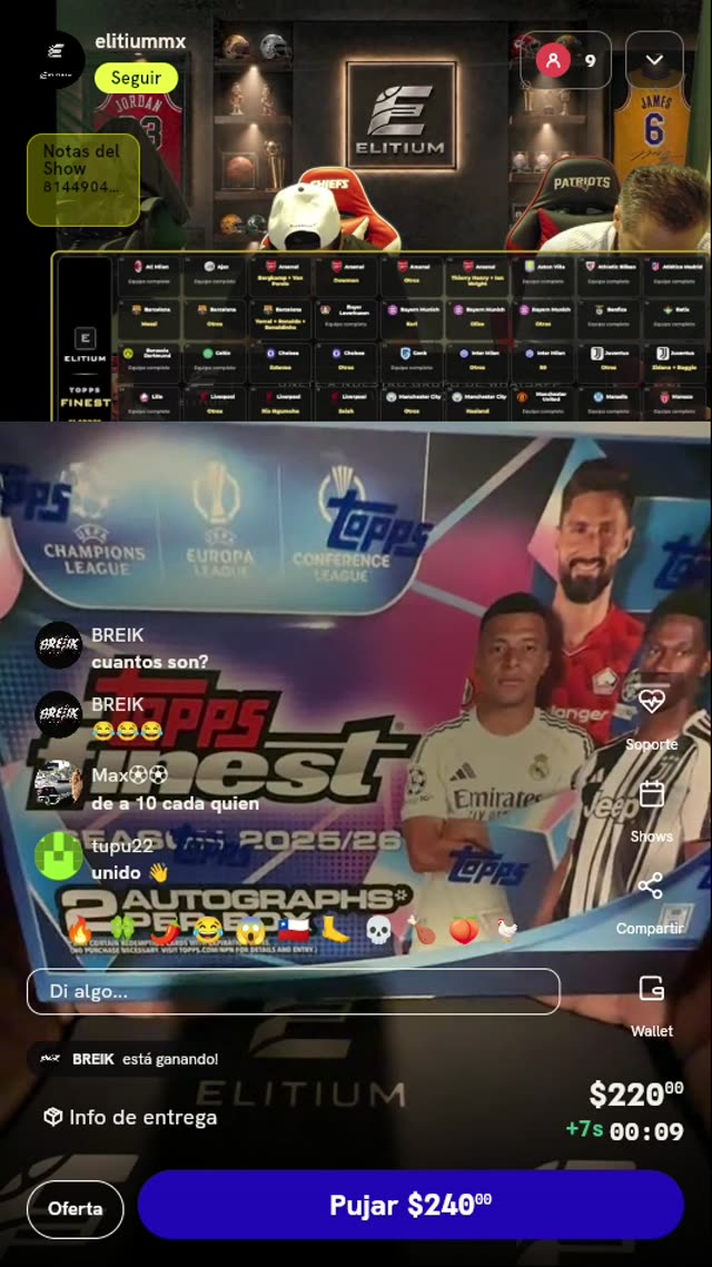 Entrada a Break Topps Finest UEFA