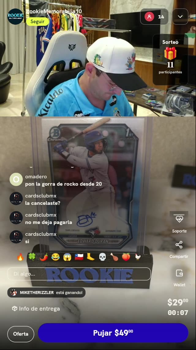 Carta 1st Bowman Chrome Edward Duran Autografiada