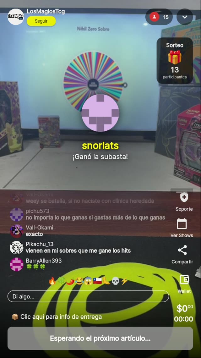 Pokémon Snorlax rifa en vivo