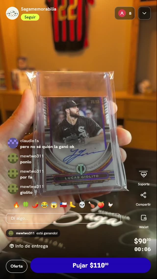 Carta Autografiada Lucas Giolito Topps Tribute