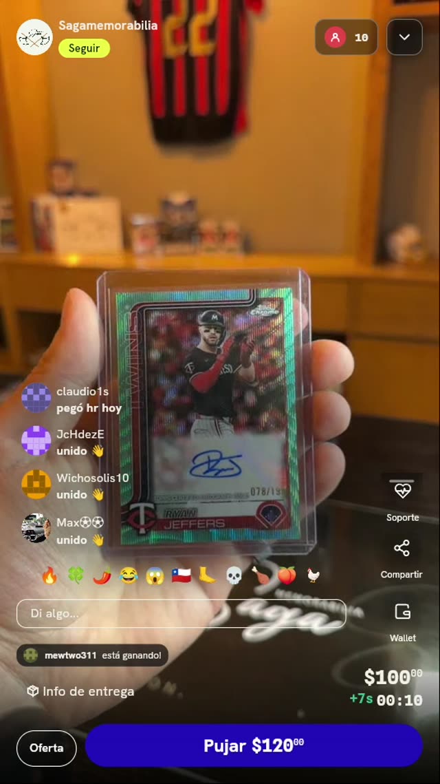 Carta Topps Chrome Ryan Jeffers Autografiada