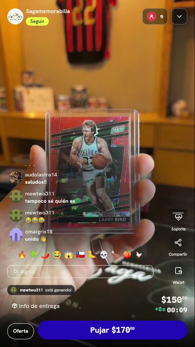 Carta Panini Larry Bird Boston Celtics