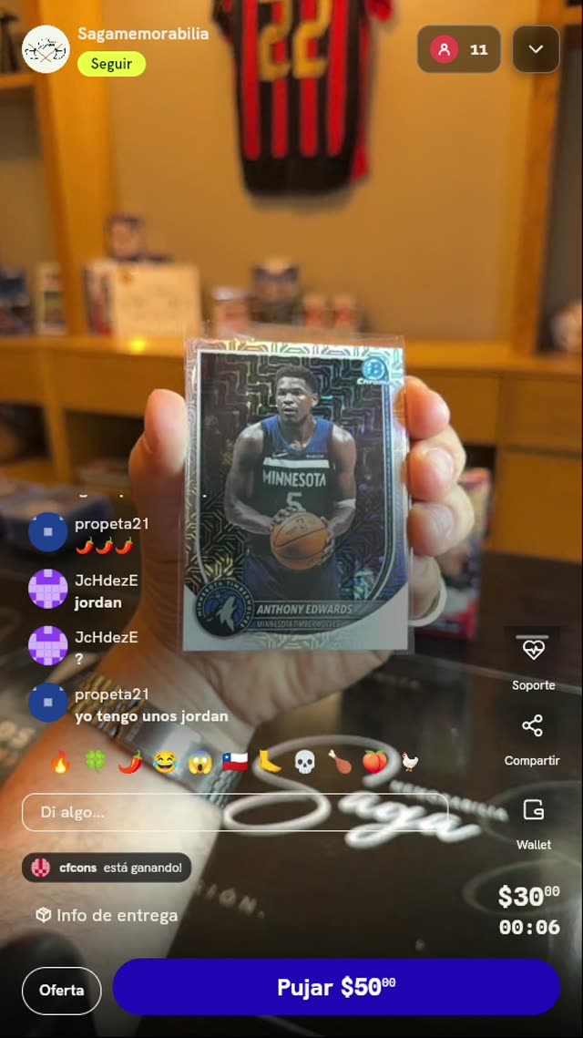 Carta Anthony Edwards Bowman Chrome Refractor