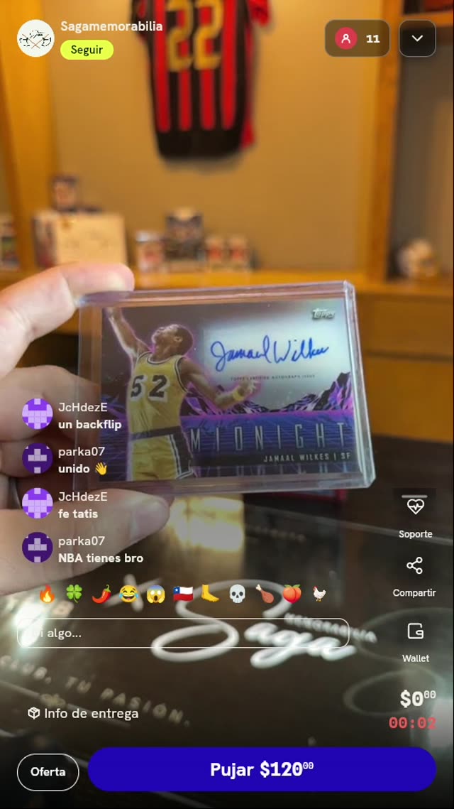 Carta Jamaal Wilkes Topps Midnight Autógrafo