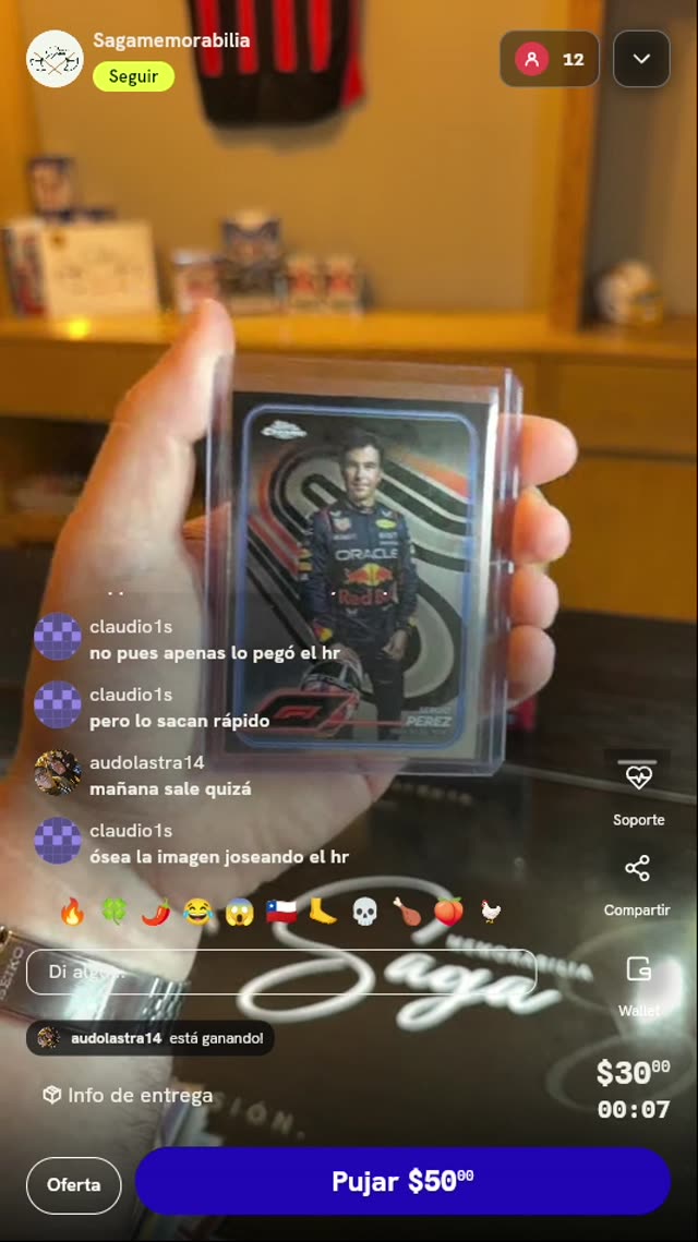 Carta Topps Chrome F1 Sergio Pérez