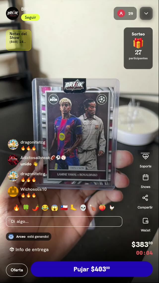 Carta Topps Deco Yamal y Ronaldinho