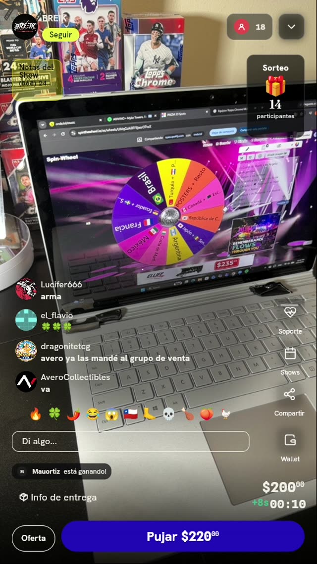 Lugar en Ruleta para Break de Tarjetas