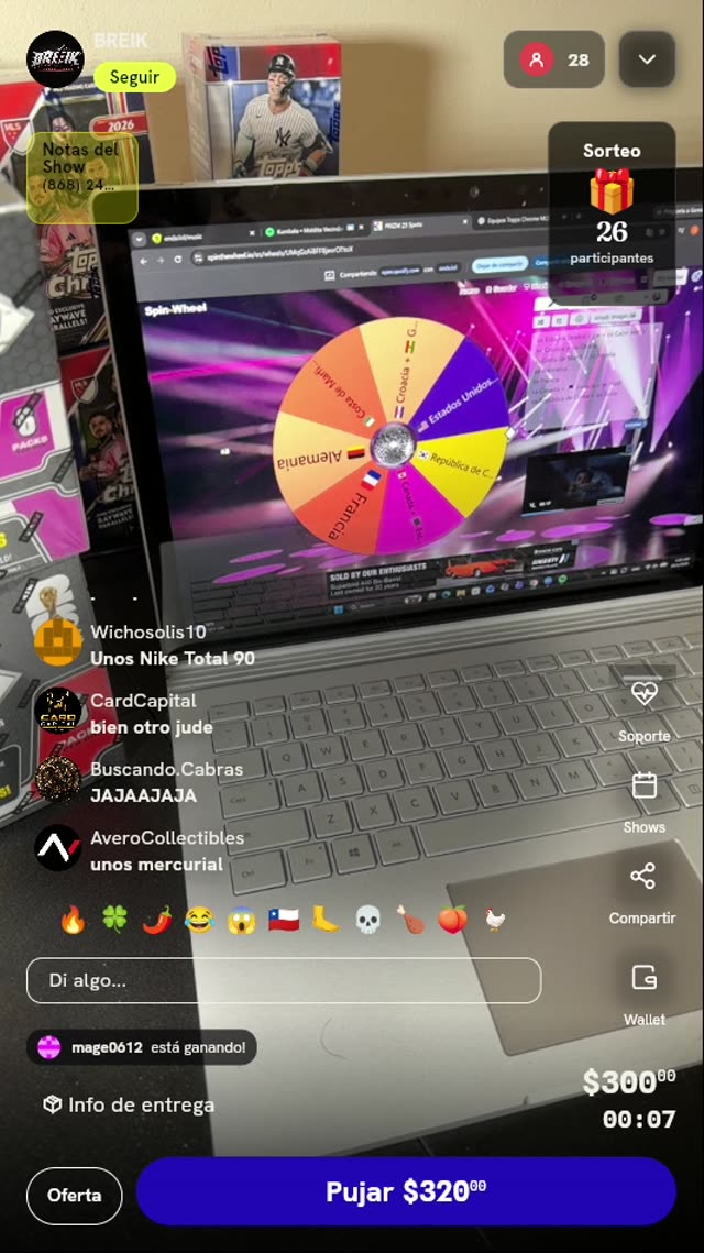 Lugar en ruleta de break deportivo