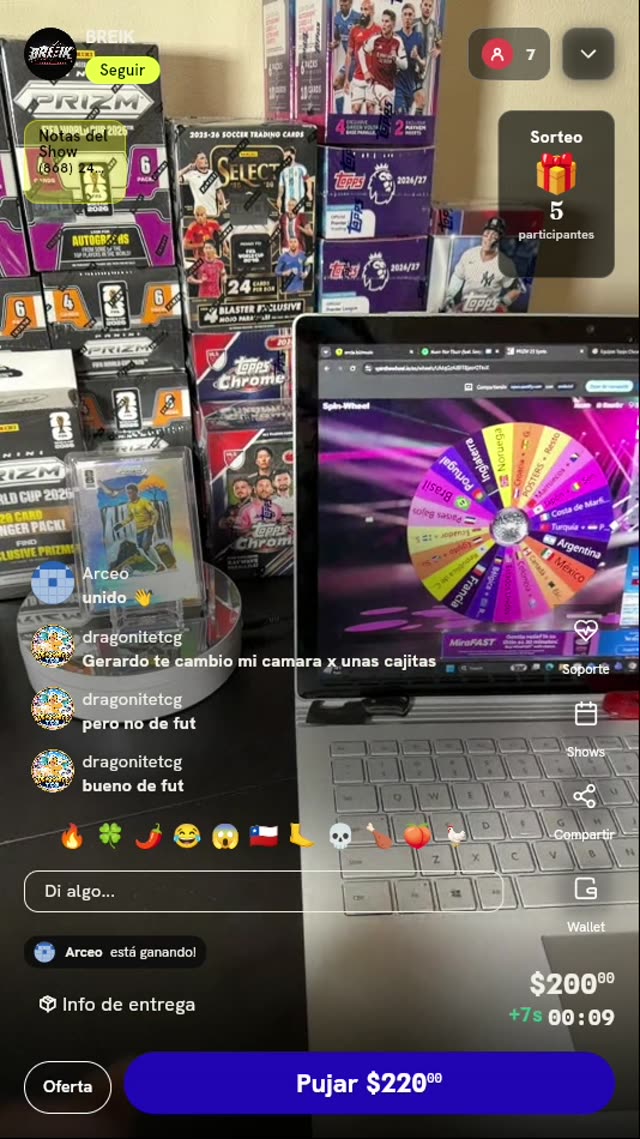 Boleto para Sorteo de Carta Vinícius Jr. Panini Prizm