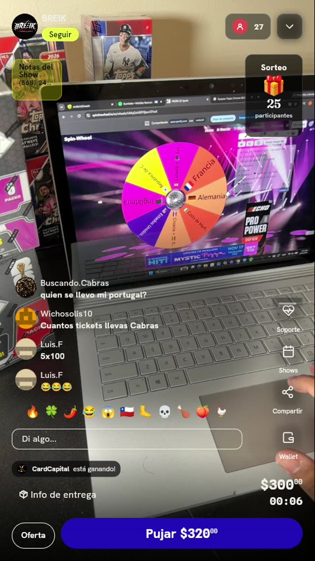 Lugar en ruleta para break deportivo