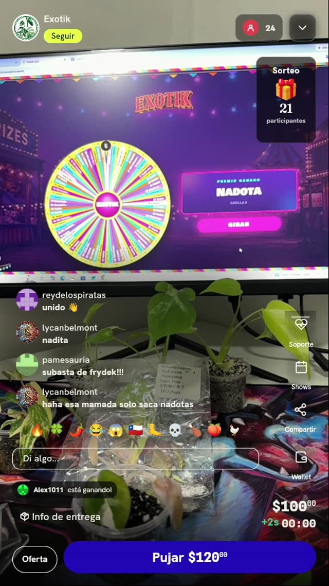 Giros en ruleta de plantas exóticas