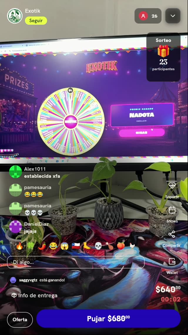 Giro en ruleta de premios Exotik