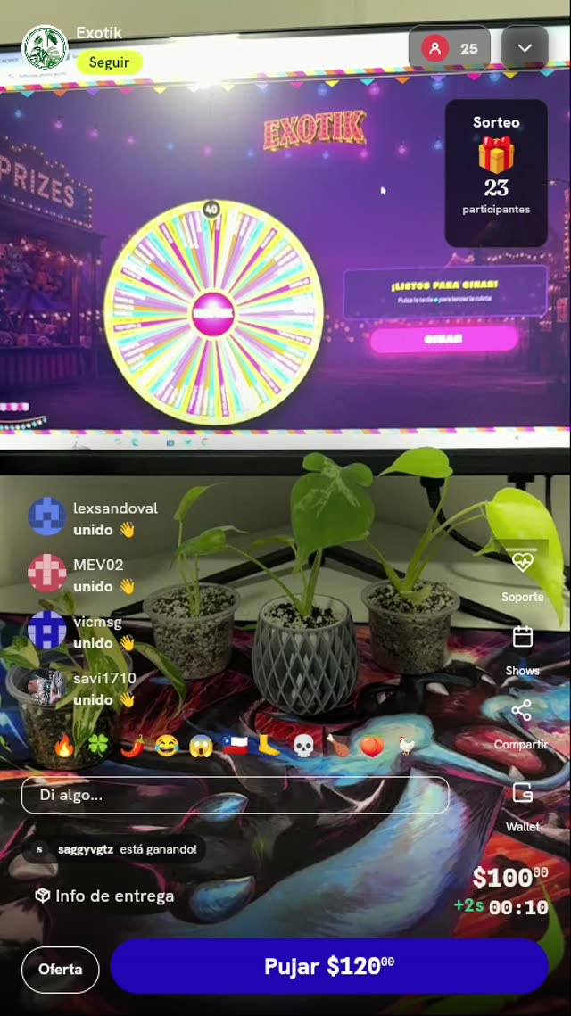 Giro en ruleta de plantas exóticas