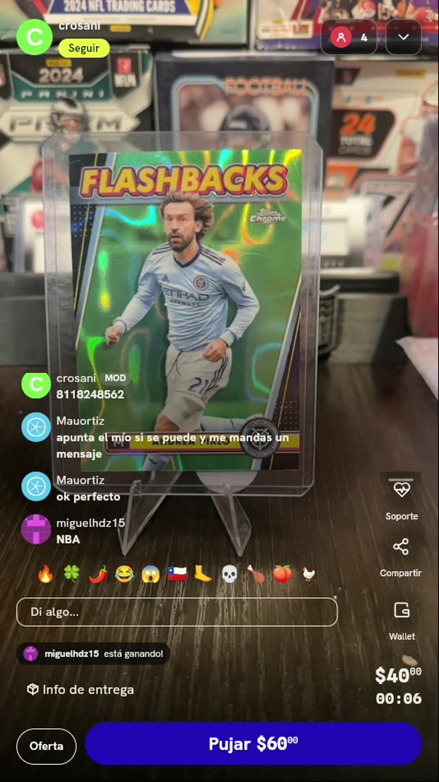 Carta Andrea Pirlo Topps Chrome MLS