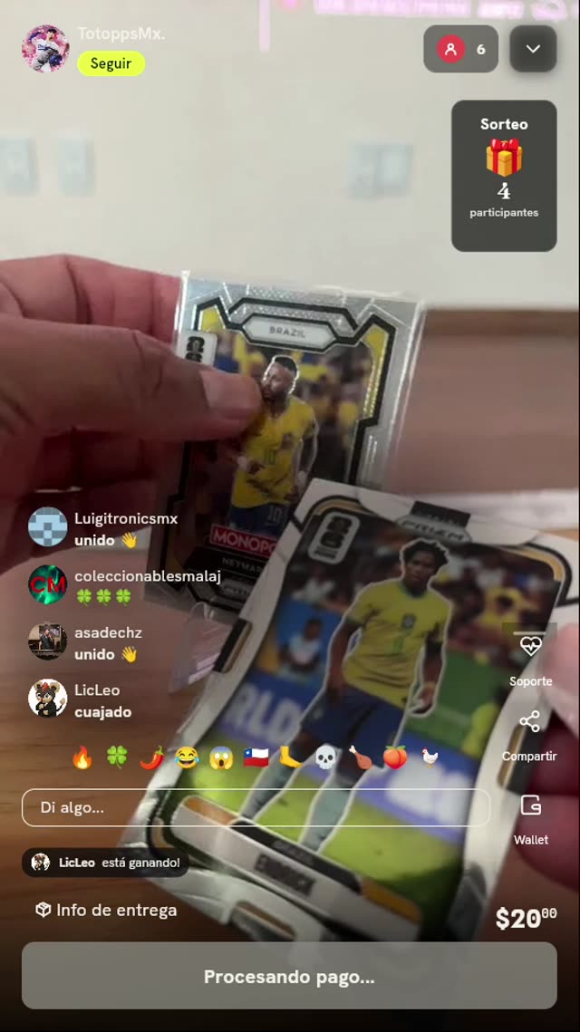 Cartas Panini Prizm Endrick y Neymar Jr.