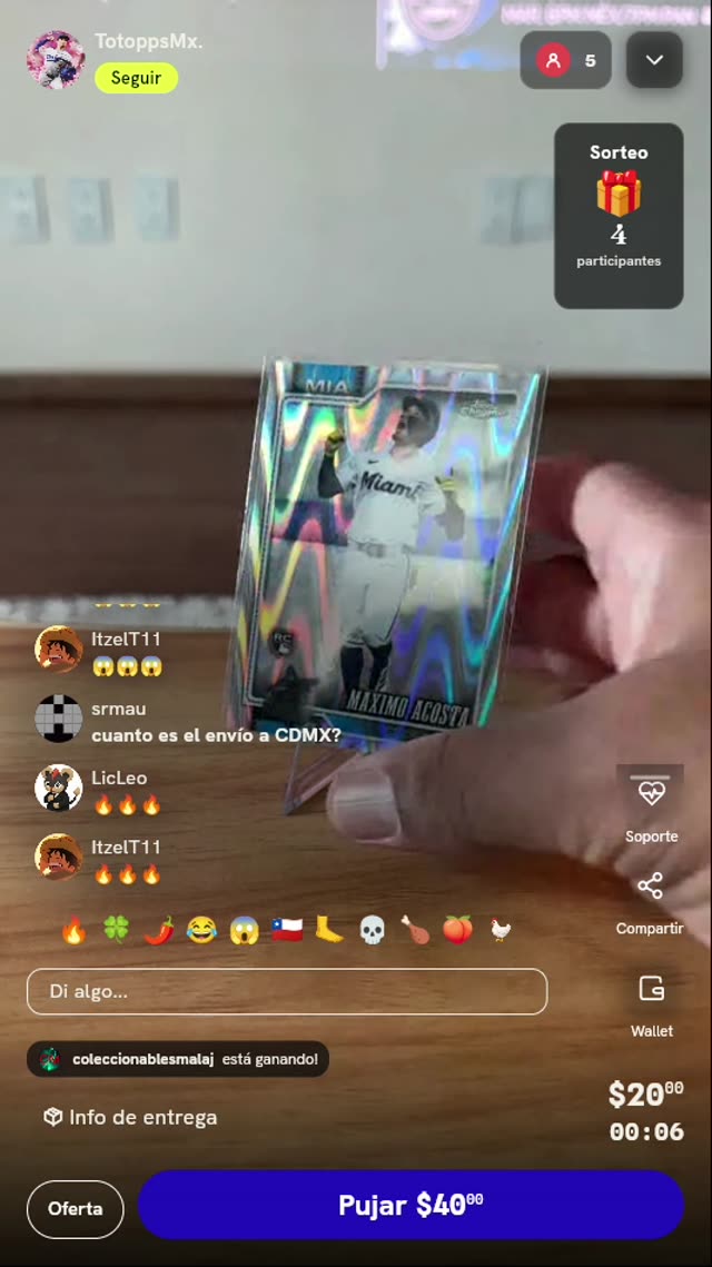 Carta Topps Chrome Máximo Acosta RC
