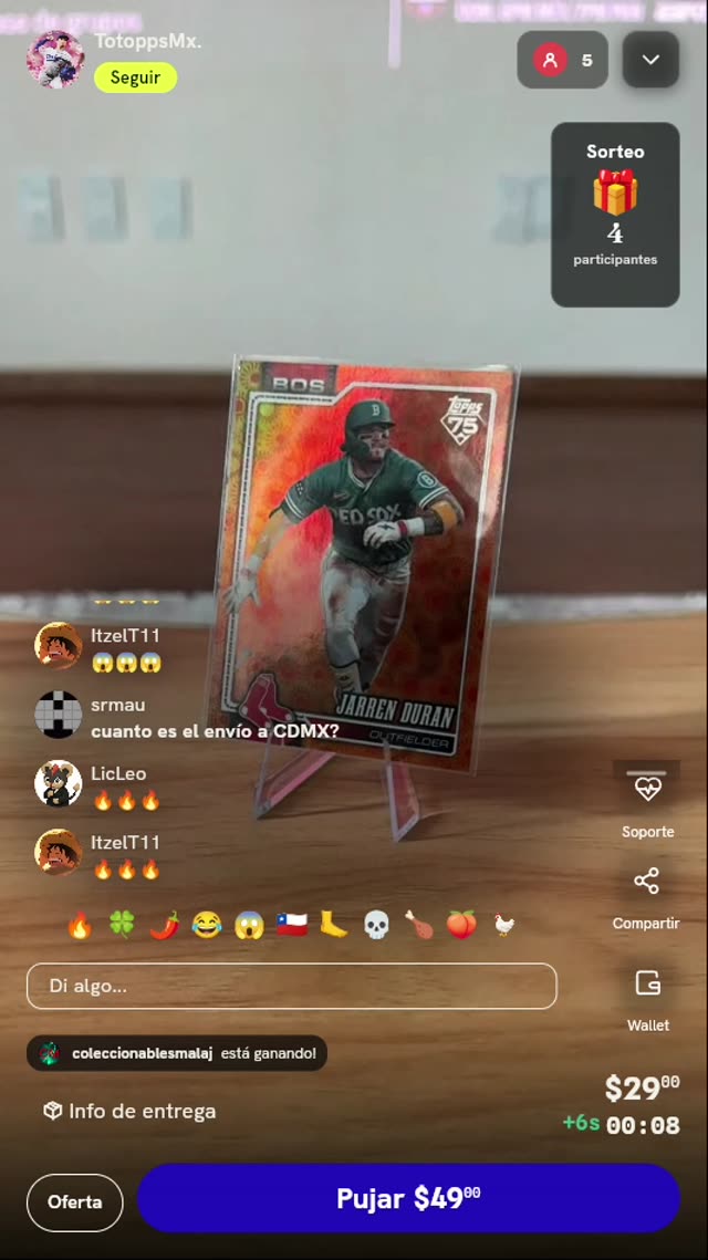 Carta Topps Jarren Duran Red Sox