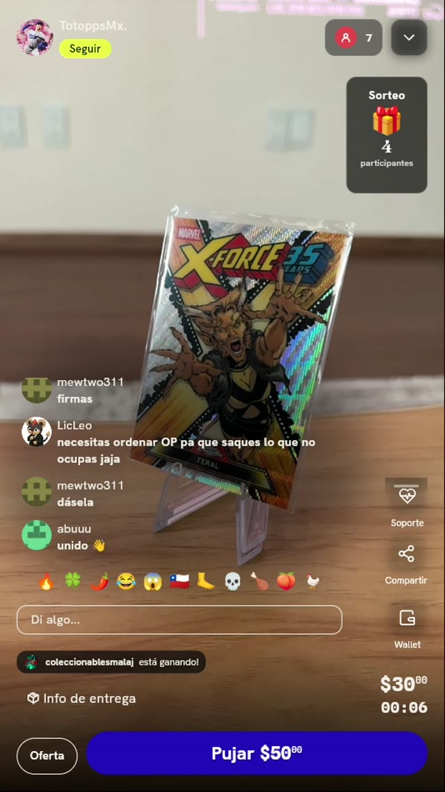Carta Topps Chrome Marvel Feral X-Force