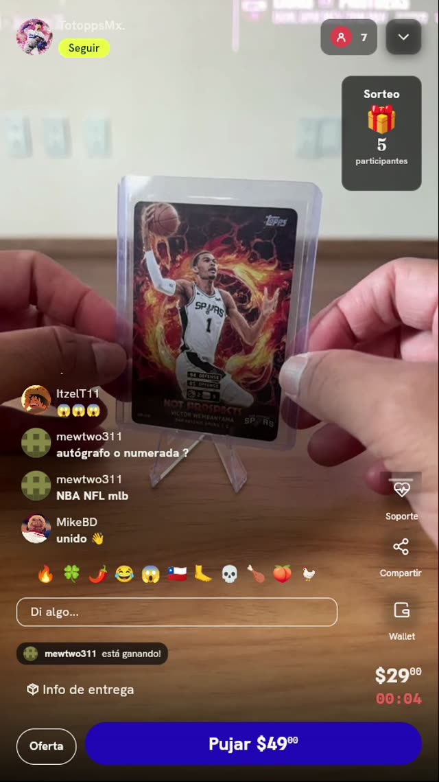 Carta Topps Wembanyama Hot Prospects