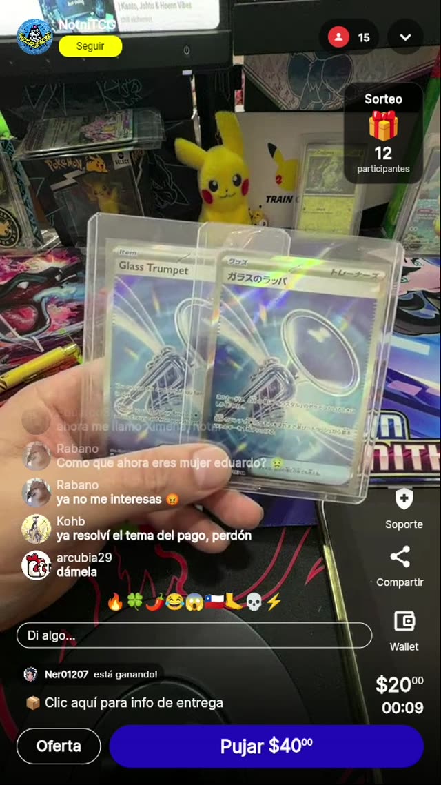 Dos cartas Pokémon Glass Trumpet