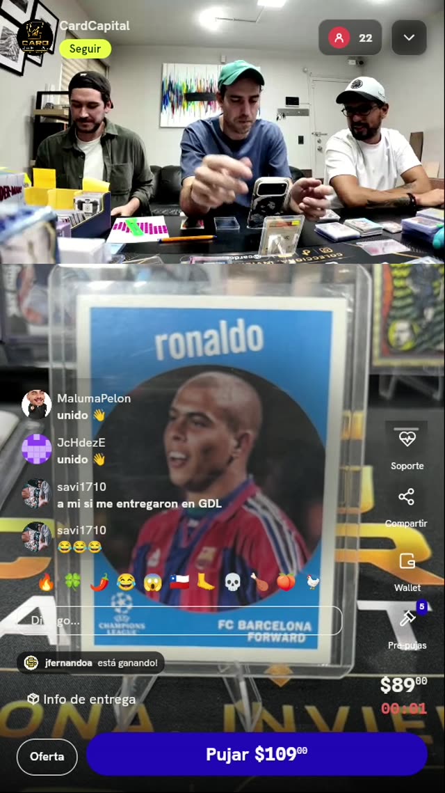 Carta Coleccionable de Ronaldo Nazário