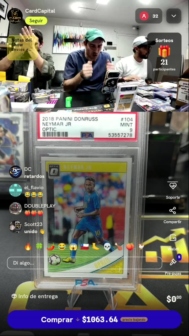 Carta Neymar Jr. Donruss Optic PSA 9