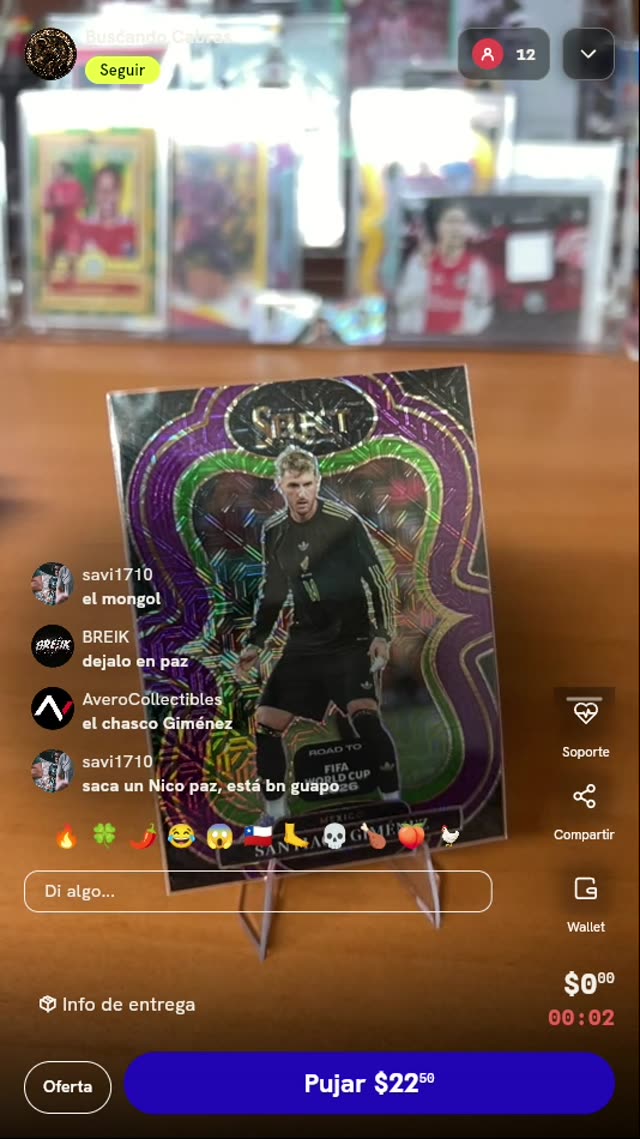 Carta Panini Select Santiago Giménez