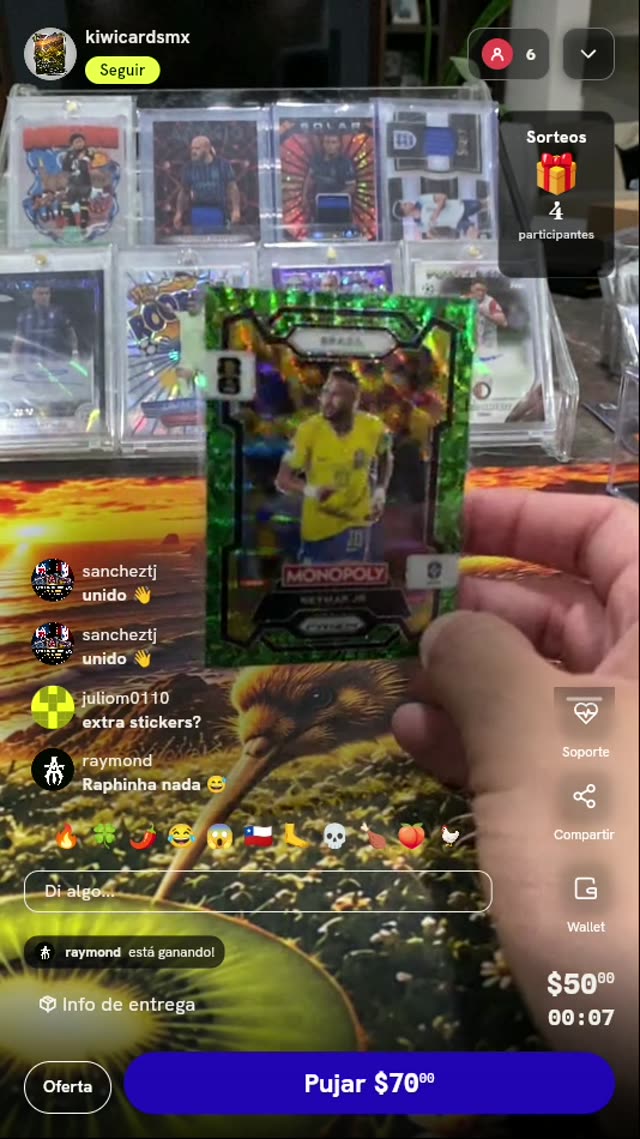 Tarjeta Neymar Jr Panini Prizm Monopoly