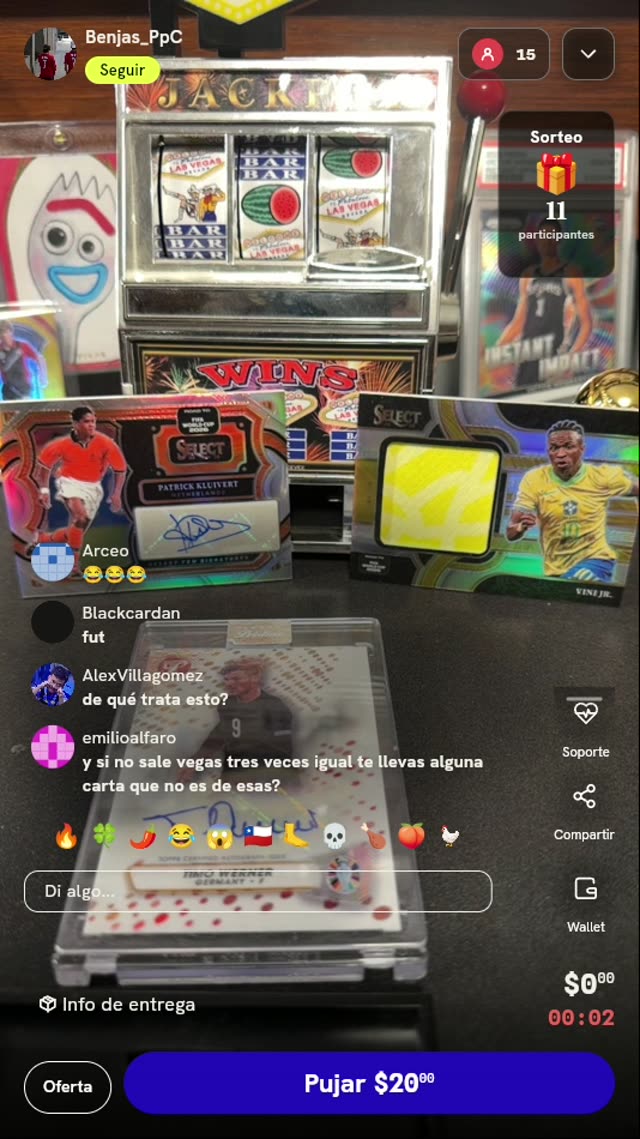 Tirada en tragamonedas por cartas de fútbol