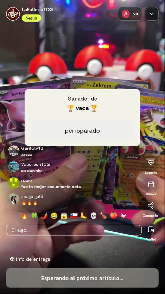Sorteo de cartas Pokémon TCG