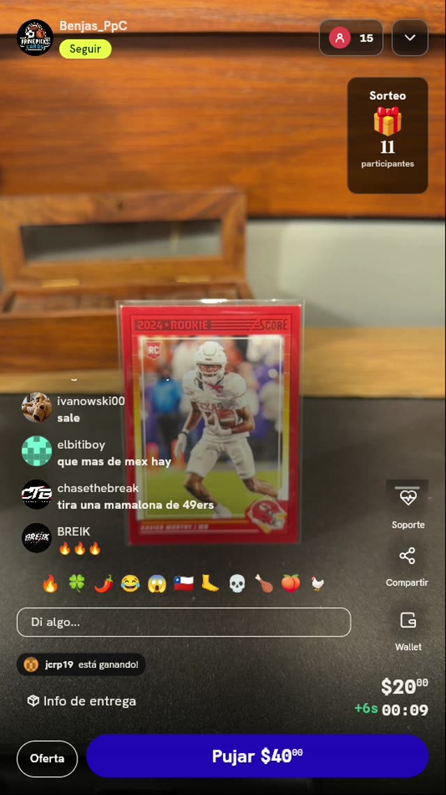 Carta Xavier Worthy 2024 Score Red