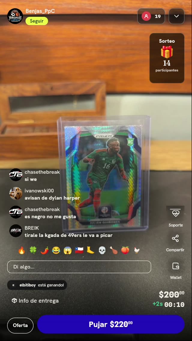 Carta Panini Prizm Julián Quiñones RC