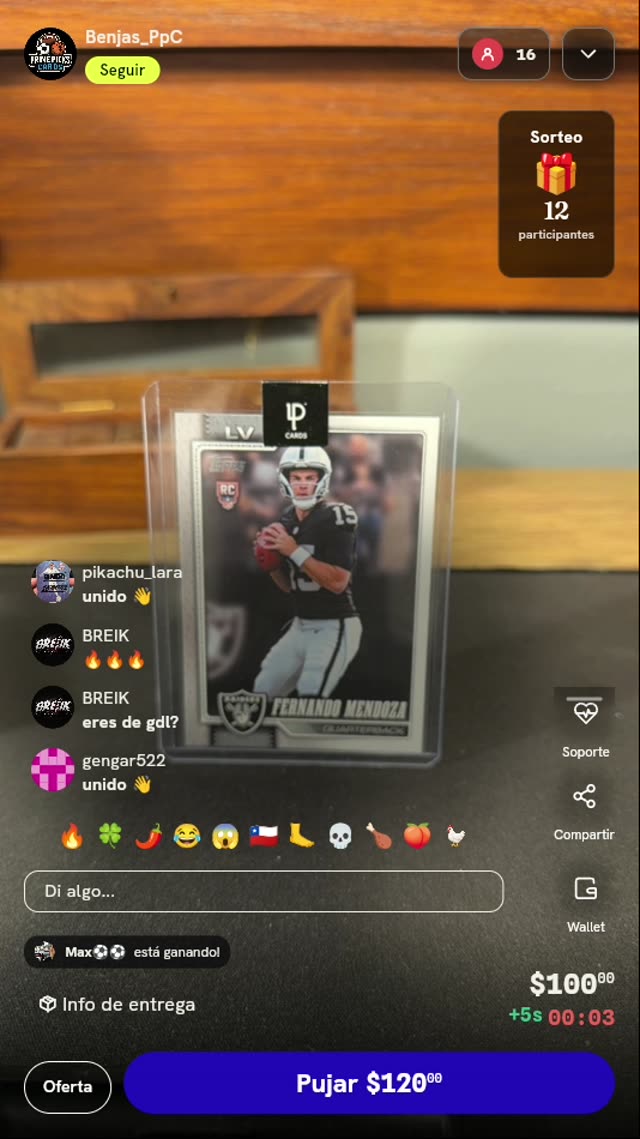 Tarjeta Topps Fernando Mendoza RC Raiders