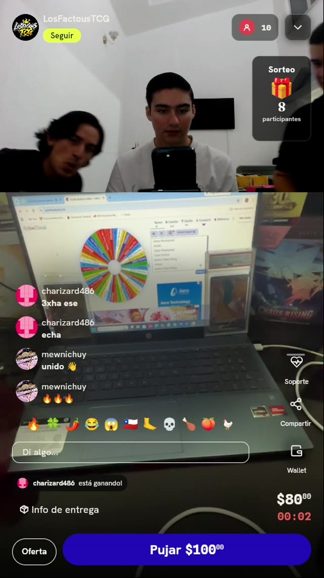 Tiro en ruleta de sobres TCG