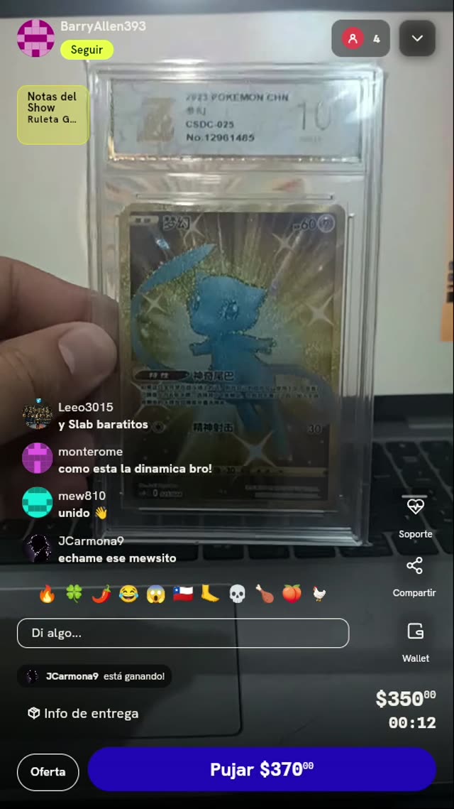 Carta Pokémon Mew Shiny Dorado Grade 10