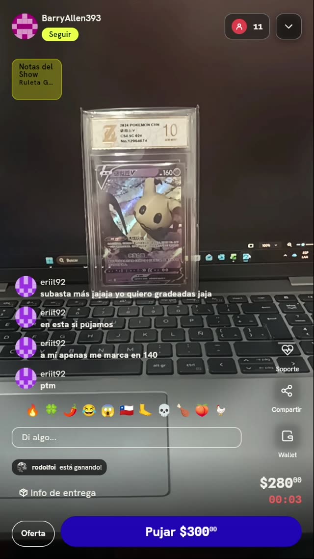 Carta Mimikyu V Pokémon Chino