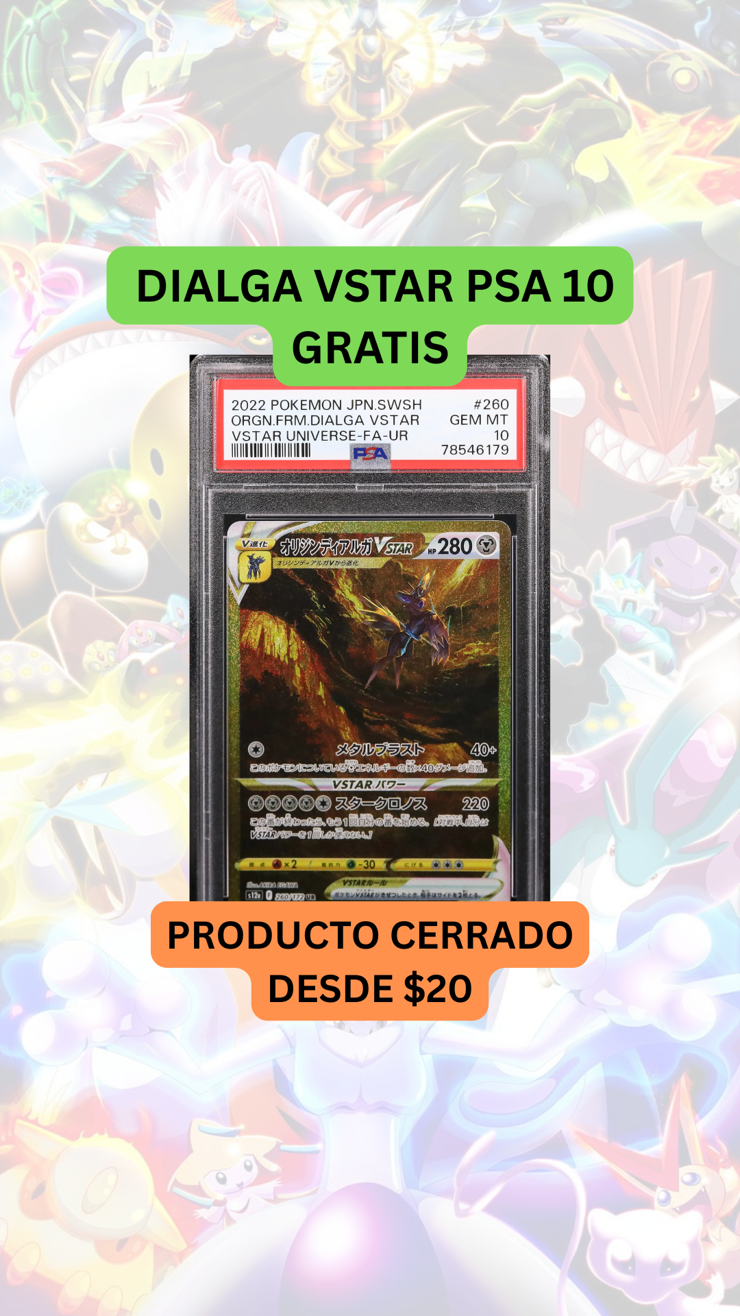 🚨PRODUCTO CERRADO DESDE $20🚨DIALGA PSA 10 GRATIS